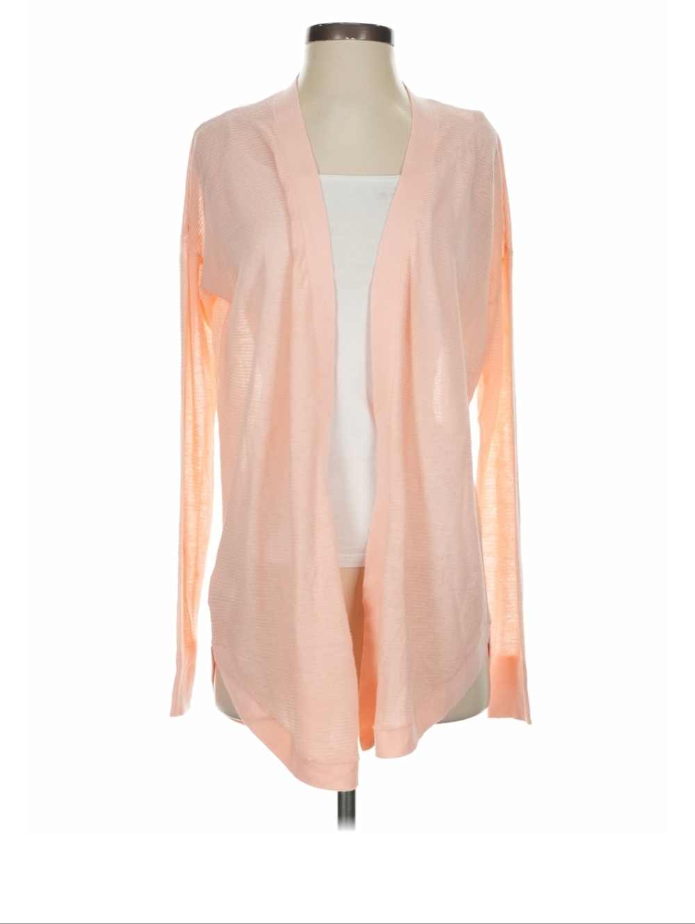 LOFT Ann Taylor Peach Open Front Lightweight Cardigan Flaw: Small Hole in Sleeve